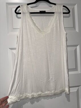 Lane Bryant White Lace Trim V-Neck Tank Camisole